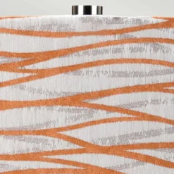 Elstead Lighting Milo Tischleuchte 1-Light Nickel Weiß Stoffschirm gemustert orange 69cm