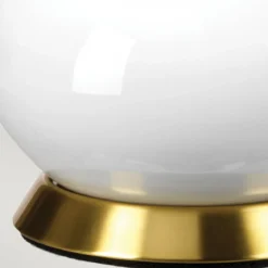 Elstead Lighting Milo Tischleuchte 1-Light Messing Weiß Stoffschirm gemustert graubraun 69cm