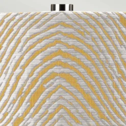 Elstead Lighting Milo Tischleuchte 1-Light Nickel Weiß Stoffschirm gemustert gelb 69cm