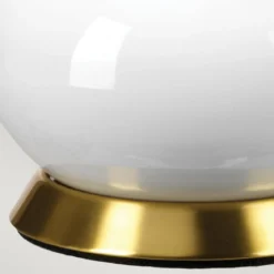 Elstead Lighting Milo Tischleuchte 1-Light Messing Weiß Stoffschirm gemustert grün 69cm
