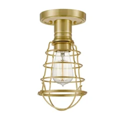 Elstead Lighting Mixon Deckenleuchte Semi-Flush 1-Light Messing gebürstet E27