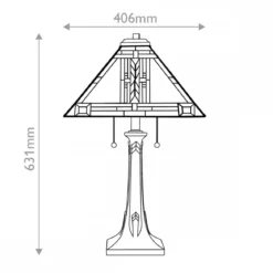 Elstead Lighting Navajo Tischleuchte 2 flammig im Tiffany-Stil Bronze mit Kunstglasschirm E27