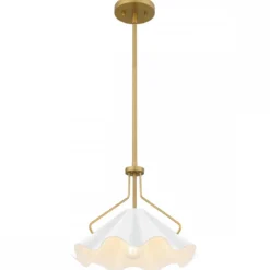 Elstead Lighting Pendelleuchte Mejia 1-flammig Messing weiß E27
