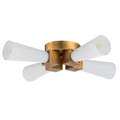 Elstead Lighting Pendel- oder Deckenleuchte Kristy 4-flammig Antik Gold Opalglas