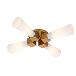 Elstead Lighting Pendel- oder Deckenleuchte Kristy 4-flammig Antik Gold Opalglas