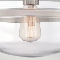 Elstead Lighting Penn Station Deckenleuchte Semi-Flush 1-Light Nickel Glas 33cm E27