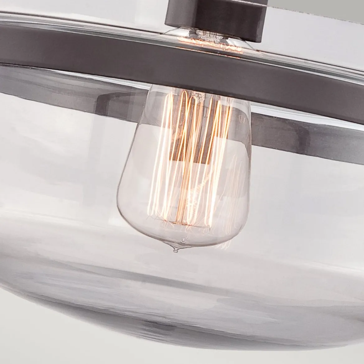 Elstead Lighting Penn Station Deckenleuchte Semi-Flush 1-Light Bronze Glas 33cm E27