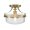 Elstead Lighting Penn Station Deckenleuchte Semi-Flush 1-Light Messing Glas 33cm E27