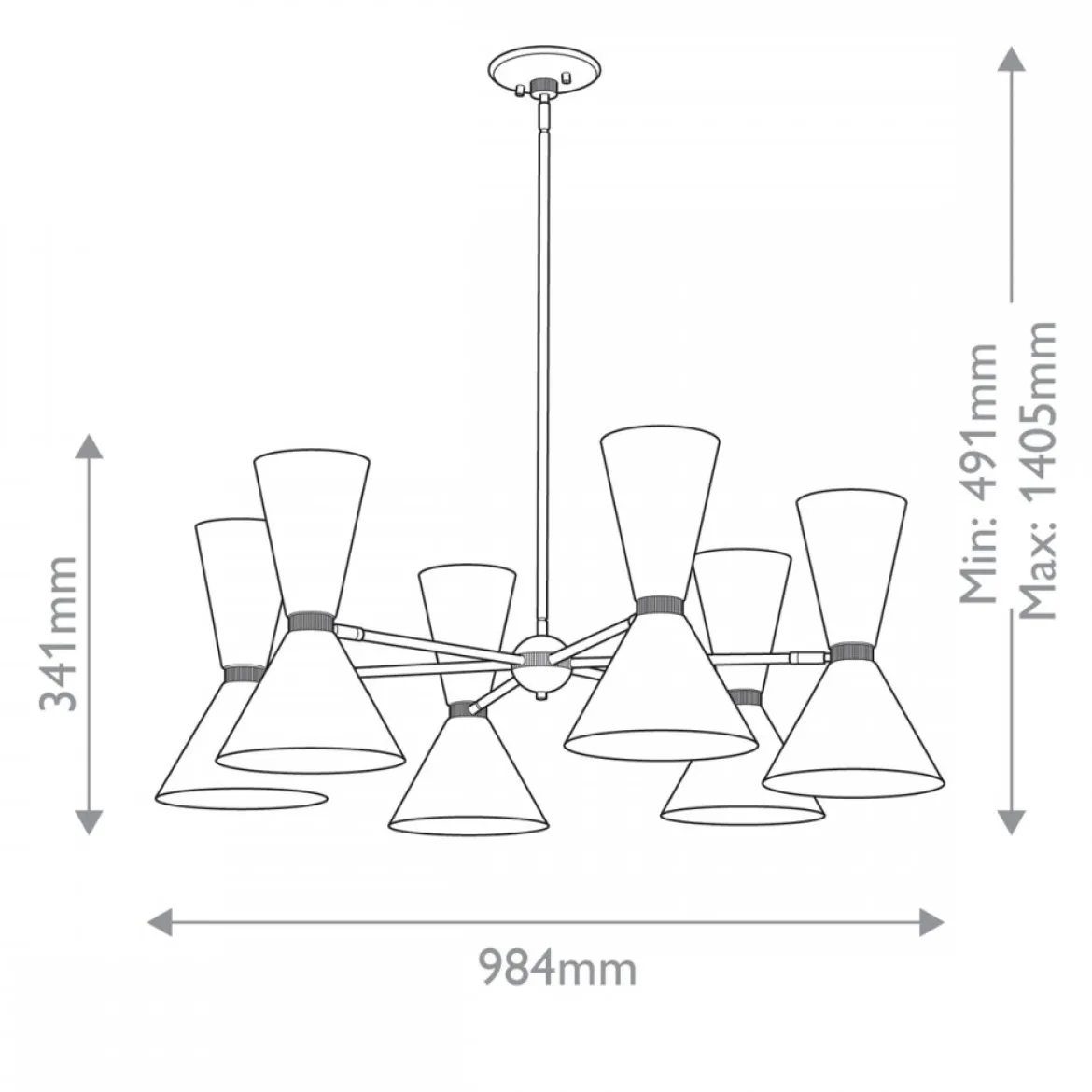Elstead Lighting Phix Kronleuchter 6-armig Champagnerbronze Schwarz