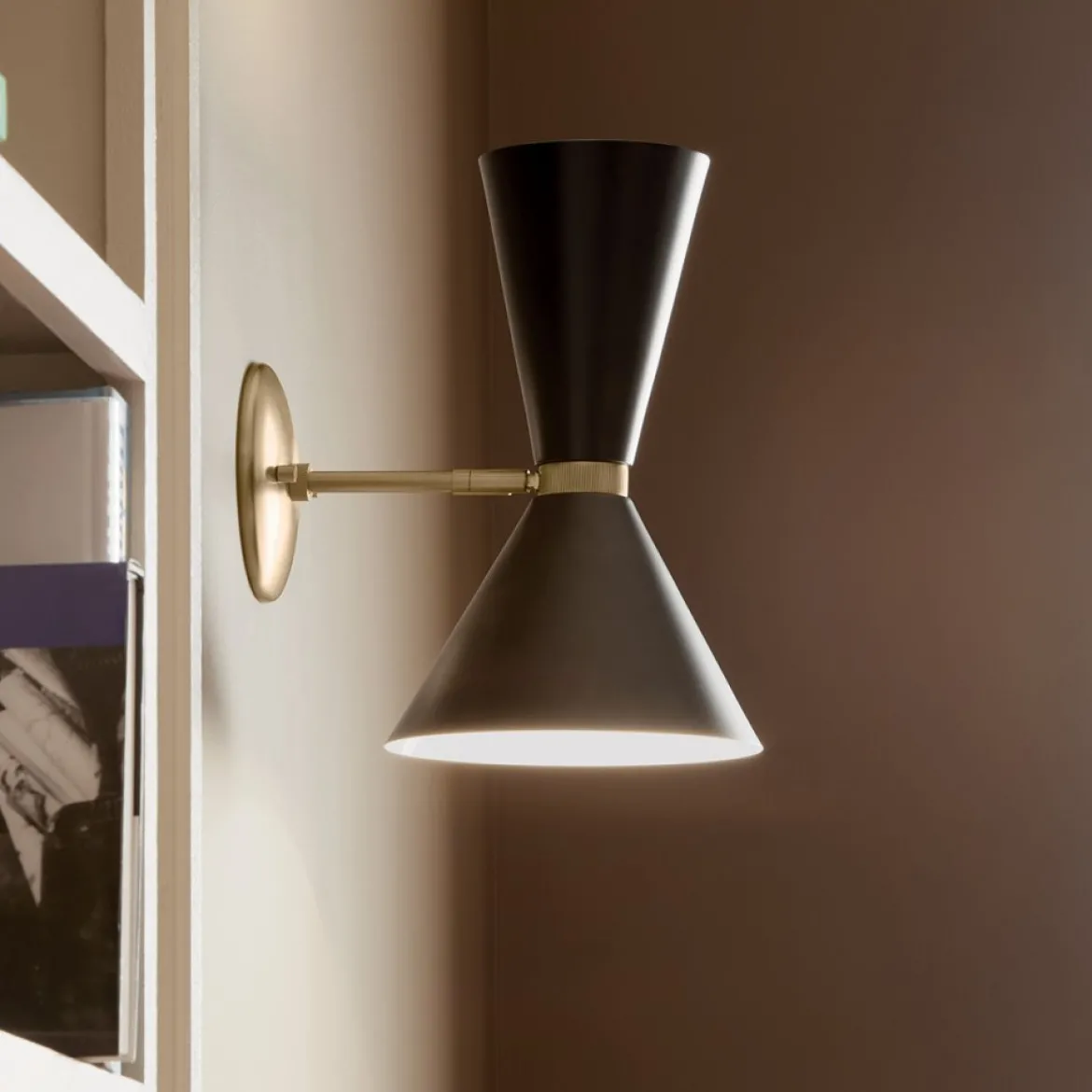 Elstead Lighting Phix Wandleuchte 2-flammig Champagnerbronze Schwarz