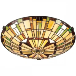 Elstead Lighting Reed Deckenleuchte 2 flammig im Tiffany-Stil 聳 Valiant Bronze E27
