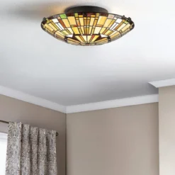 Elstead Lighting Reed Deckenleuchte 2 flammig im Tiffany-Stil 聳 Valiant Bronze E27