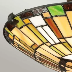Elstead Lighting Reed Deckenleuchte 2 flammig im Tiffany-Stil 聳 Valiant Bronze E27