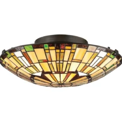 Elstead Lighting Reed Deckenleuchte 2 flammig im Tiffany-Stil 聳 Valiant Bronze E27
