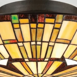 Elstead Lighting Reed Deckenleuchte 2 flammig im Tiffany-Stil 聳 Valiant Bronze E27