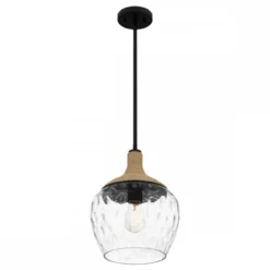 Elstead Lighting Royer Pendelleuchte Schwarz Schirm Glas Naturseil