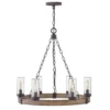 Elstead Lighting Sawyer Pendelleuchte 6-flammig Sequoia-Holzoptik Rost-Eisen-Akzenten
