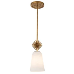 Elstead Lighting Staring Pendelleuchte 1-flammig Antik Gold Opal E27