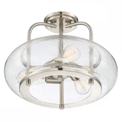 Elstead Lighting Trilogy Deckenleuchte Medium Semi-Flush 3-Light Nickel Glas 406mm E27