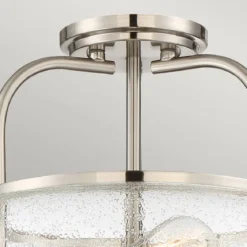 Elstead Lighting Trilogy Deckenleuchte Medium Semi-Flush 3-Light Nickel Glas 406mm E27