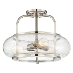 Elstead Lighting Trilogy Deckenleuchte Medium Semi-Flush 3-Light Nickel Glas 406mm E27