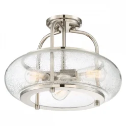 Elstead Lighting Trilogy Deckenleuchte Medium Semi-Flush 3-Light Nickel Glas 406mm E27