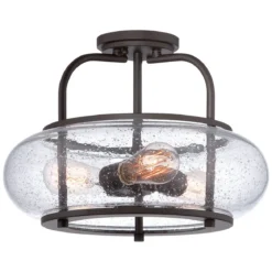 Elstead Lighting Trilogy Deckenleuchte Medium Semi-Flush 3-Light Bronze Glas 406mm E27