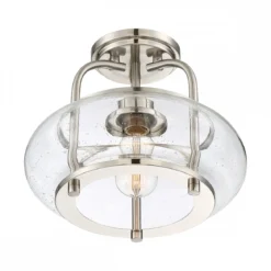 Elstead Lighting Trilogy Deckenleuchte Small Semi-Flush 1-Light Nickel Glas 305mm E27