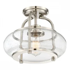 Elstead Lighting Trilogy Deckenleuchte Small Semi-Flush 1-Light Nickel Glas 305mm E27
