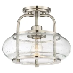 Elstead Lighting Trilogy Deckenleuchte Small Semi-Flush 1-Light Nickel Glas 305mm E27