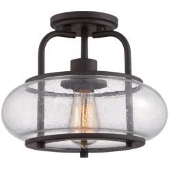 Elstead Lighting Trilogy Deckenleuchte Small Semi-Flush 1-Light Bronze Glas 305mm E27