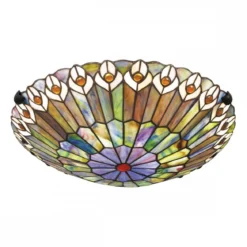 Elstead Lighting Watkins Deckenleuchte 2-flammig im Tiffany-Stil Bronze Kunstglasschirm