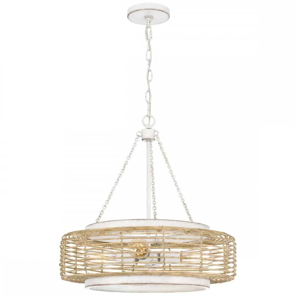 Elstead Lighting Waylon Pendelleuchte 4 flammig Antikweiß Glas E27