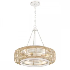 Elstead Lighting Waylon Pendelleuchte 4 flammig Antikweiß Glas E27