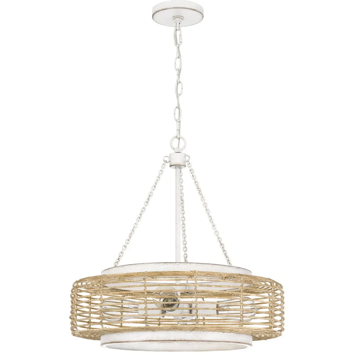Elstead Lighting Waylon Pendelleuchte 4 flammig Antikweiß Glas E27