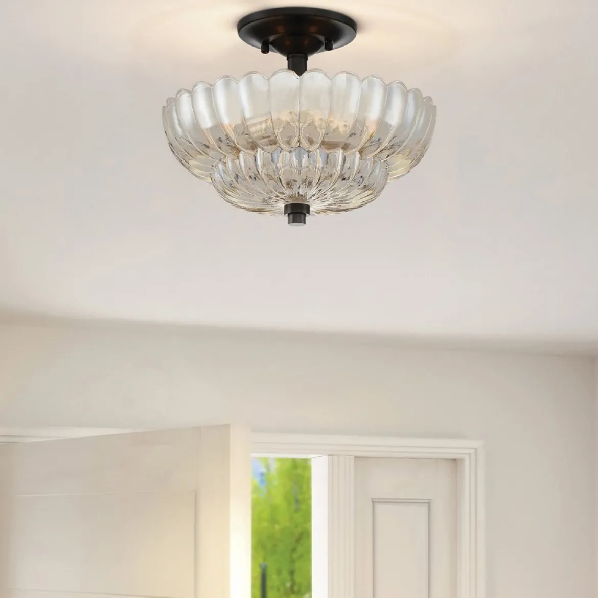 Elstead Lighting Whitecap Deckenleuchte Bernsteinglas braun 30cm