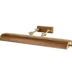 Elstead Lighting Winchfield Bilderleuchte Large 4-Light Messing antik Eicheneffekt 70cm