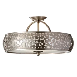 Elstead Lighting Zara 3-Light Semi-Flush Light Deckenleuchte 3-flammig stahl gebürstet 50cm