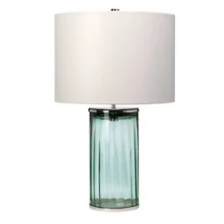 Elstead Reno Tischlampe Glas grün Schirm creme 60cm