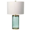 Elstead Reno Tischlampe Glas grün Schirm creme 60cm
