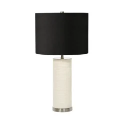 Elstead Ripple Tischlampe 1-flammig weiß Lampenschirm schwarz E27