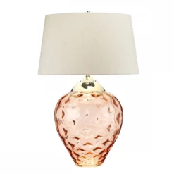 Elstead Samara Tischlampe groß Lachsfarben Schirm taupe 79cm