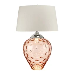 Elstead Samara Tischlampe groß Lachsfarben Schirm taupe 79cm
