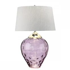 Elstead Samara Tischlampe groß Pflaume Schirm silberfarben 79cm