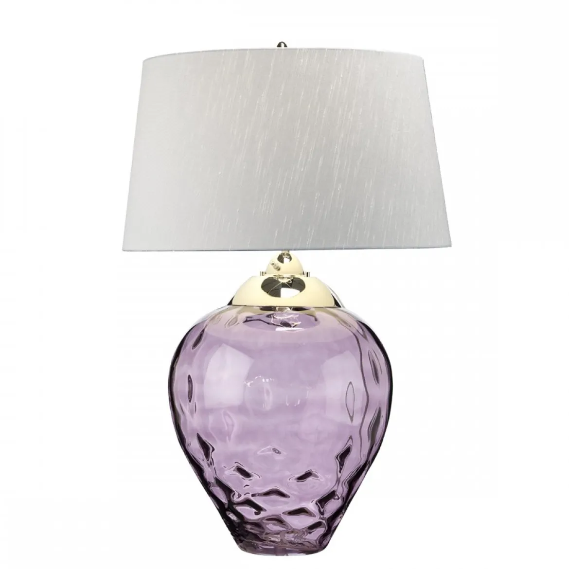 Elstead Samara Tischlampe groß Pflaume Schirm silberfarben 79cm