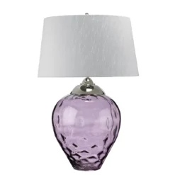 Elstead Samara Tischlampe groß Pflaume Schirm silberfarben 79cm