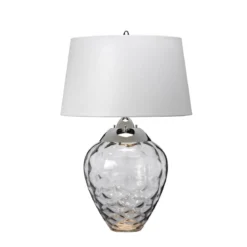 Elstead Samara Tischlampe klein Rauch Schirm hellgrau 72cm