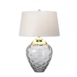 Elstead Samara Tischlampe klein Rauch Schirm hellgrau 72cm