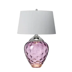 Elstead Samara Tischlampe klein Pflaume Schirm silberfarben 72cm
