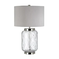 Elstead Sola Tischlampe Glas klar Schirm Titan Silber 51cm E27